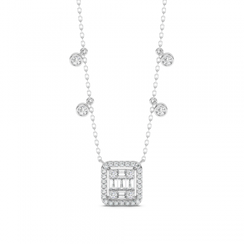 Pandantiv cu Diamante rotunde de 0.62ct si Diamante Baget Cut de 0.49ct,