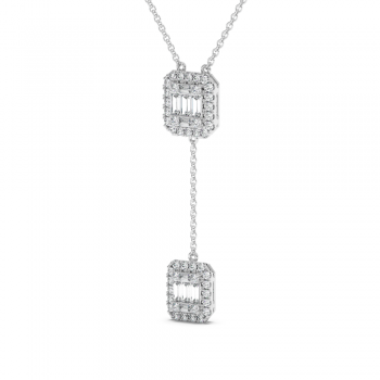 Pandantiv cu Diamante Rotunde de 0.7 ct si Diamante Baget de 0.68 ct