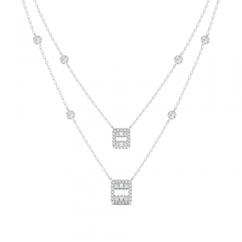 Pandantiv cu Diamante rotunde de 0.75ct si Diamante Baget Cut de 0.42ct