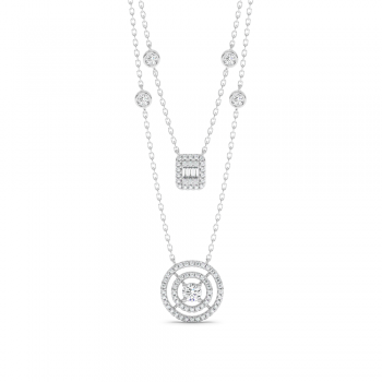 Pandantiv cu Diamante rotunde de 0.88ct si Diamante Baget Cut de 0.04ct