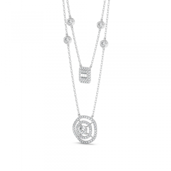 Pandantiv cu Diamante rotunde de 0.88ct si Diamante Baget Cut de 0.04ct