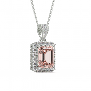 Pandantiv cu Morganit de 6.95 ct si diamante de 0.99 ct