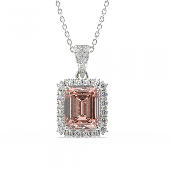 Pandantiv cu Morganit de 6.95 ct si diamante de 0.99 ct