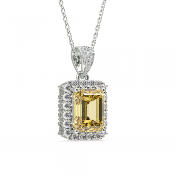 Pandantiv cu Safir Galben de 6.95 ct si diamante de 0.99 ct