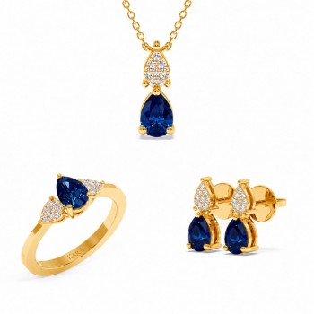 Set cu Safire de 1.87 ct si Diamante de 0.18 ct