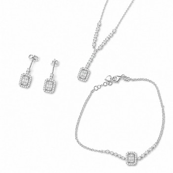 Set de Bijuterii cu Diamante Baget de 0.25 ct si diamante rotunde de 0.98 ct