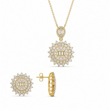 Set de Bijuterii cu Diamante Baget de 0.82 ct si diamante rotunde de 3.61 ct
