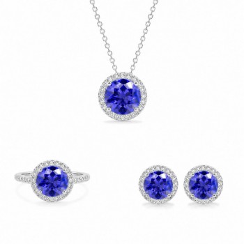 Set de Bijuterii cu Diamante de 0.71 ct si Tanzanite de 2.50 ct