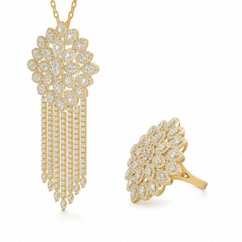Set de Bijuterii cu Diamante Marquise de 2.60 ct si Diamante rotunde de 4.93 ct