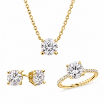 Set de bijuterii Solitaire cu diamante de 5.62 ct 