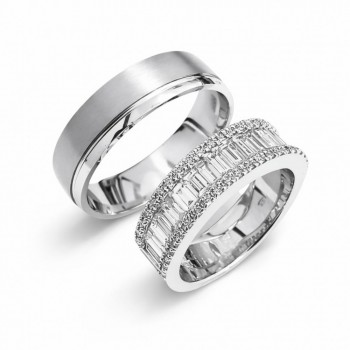 Verighete cu Diamante Baget de 0.98 ct si diamante rotunde de 0.24 ct