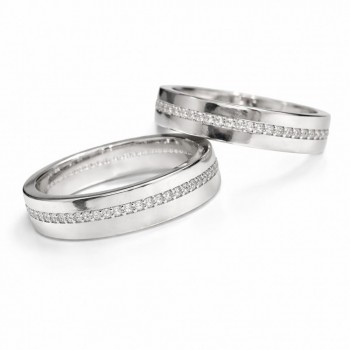 Verighete cu diamante cu diamante albe de 0.80ct